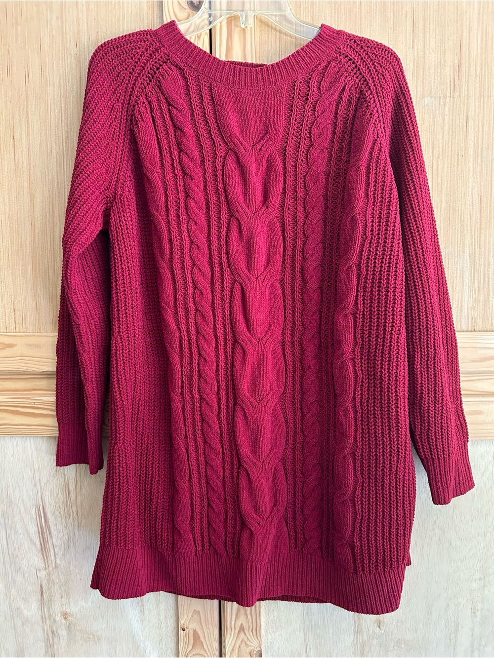 Women's J. Jill Chenille Cable Knit Sweater - Red Sz M